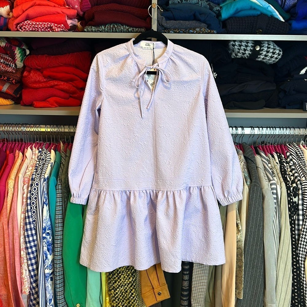 Love Bonito lavender long sleeve v neck tie dress size 2 NWT